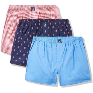 image:imageNautica Mens Classic Cotton 3Pack Woven BoxersAero BlueGingham Rose CoralLobster Print