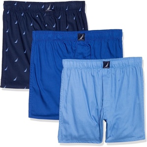 image:imageNautica Mens Classic Cotton 3Pack Woven BoxersAero BlueSea CobaltSails Peacoat