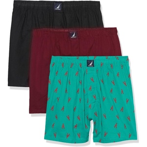 image:imageNautica Mens Classic Cotton 3Pack Woven BoxersBlackTawny PortLobsters Pepper Green
