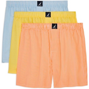 image:imageNautica Mens Classic Cotton 3Pack Woven BoxersBlueYellowPeach