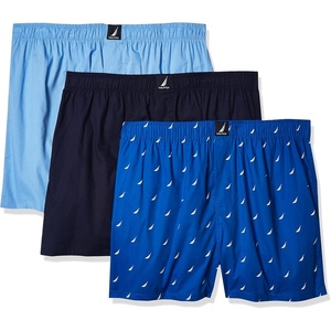 image:imageNautica Mens Classic Cotton 3Pack Woven BoxersPeacoatDellarobbiaSails Sea Cobalt