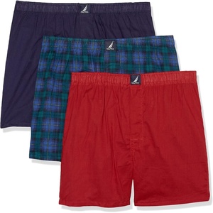 image:imageNautica Mens Classic Cotton 3Pack Woven BoxersPeacoatNautica RedHoliday Plaidwindsurf