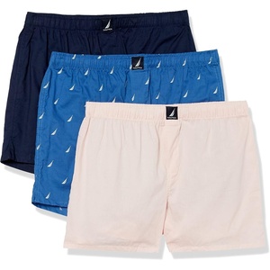 image:imageNautica Mens Classic Cotton 3Pack Woven BoxersPeacoatOasis PinkSails Bolt Blue