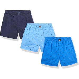 image:imageNautica Mens Classic Cotton 3Pack Woven BoxersPeacoatSail Sea CobaltSail Aero Blue
