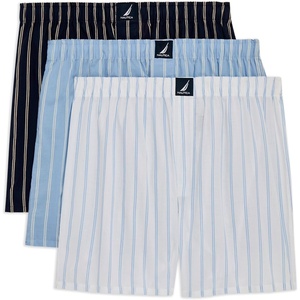 image:imageNautica Mens Classic Cotton 3Pack Woven BoxersStripes Blue and White 3 Pack