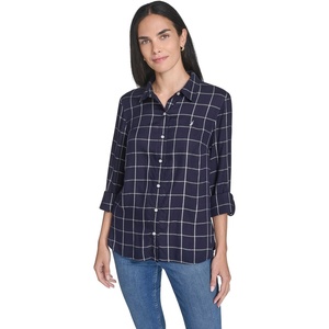 image:imageNautica Womens Button Front Long Sleeve Roll Tab Shirt