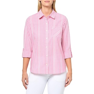 image:imageNautica Womens Button Front Long Sleeve Roll Tab ShirtAster Pink Multi