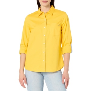 image:imageNautica Womens Button Front Long Sleeve Roll Tab ShirtDaffodil