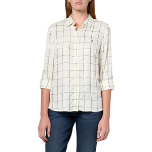 image:imageNautica Womens Button Front Long Sleeve Roll Tab ShirtIvory Multi