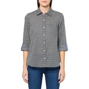 image:imageNautica Womens Button Front Long Sleeve Roll Tab ShirtNight Sky Multi
