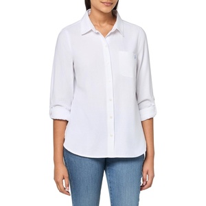 image:imageNautica Womens Button Front Long Sleeve Roll Tab ShirtOxford Bright White