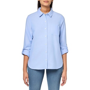 image:imageNautica Womens Button Front Long Sleeve Roll Tab ShirtOxford French Blue