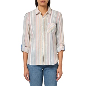 image:imageNautica Womens Button Front Long Sleeve Roll Tab ShirtPink Multi