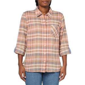 image:imageNautica Womens Button Front Long Sleeve Roll Tab ShirtTigers Eye