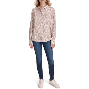 image:imageNautica Womens Button Front Long Sleeve Roll Tab ShirtTigers Eye Bright White