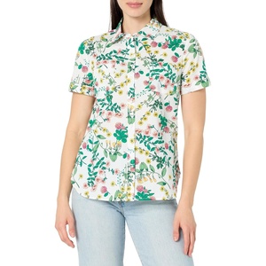 image:imageNautica Womens Button Front Short Sleeve Camp ShirtBright White Multi
