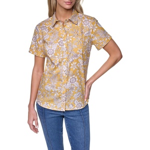 image:imageNautica Womens Button Front Short Sleeve Camp ShirtDeep Maize Multi