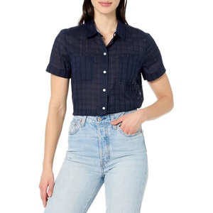image:imageNautica Womens Button Front Short Sleeve Camp ShirtNight Sky