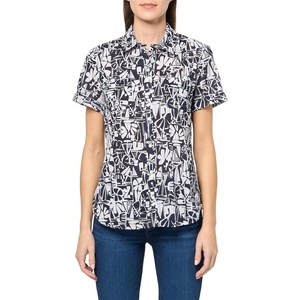 image:imageNautica Womens Button Front Short Sleeve Camp ShirtNight SkyBright White
