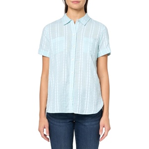 image:imageNautica Womens Button Front Short Sleeve Camp ShirtPorcelain BlueBright White