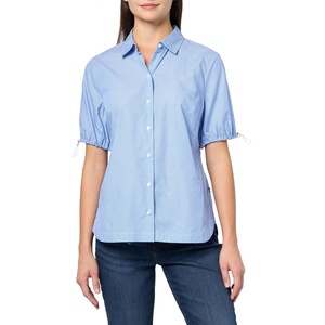 image:imageNautica Womens Button Front Short Sleeve Woven Collard Camp ShirtBlueWhite