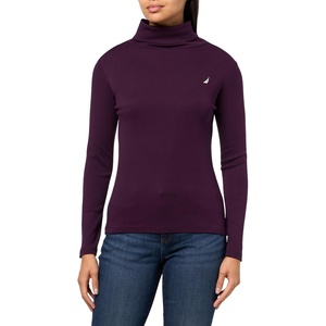 image:imageNautica Womens Long Sleeve Solid Turtleneck ShirtAubergine