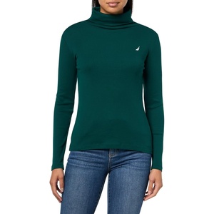 image:imageNautica Womens Long Sleeve Solid Turtleneck ShirtForest