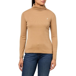 image:imageNautica Womens Long Sleeve Solid Turtleneck ShirtTigers Eye