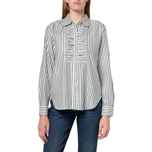 image:imageNautica Womens Lurex Pleated Long Sleeve Collared Striped ShirtNight Sky Multi