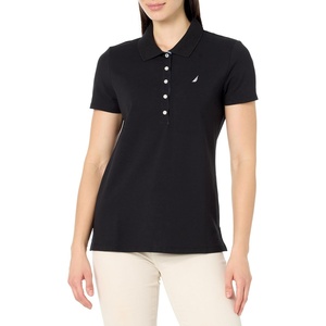 image:imageNautica Womens Short Sleeve Cotton Polo ShirtBlack