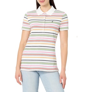 image:imageNautica Womens Short Sleeve Cotton Polo ShirtBright White Multi