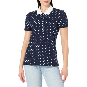 image:imageNautica Womens Short Sleeve Cotton Polo ShirtPoka Dot WhiteNight Sky
