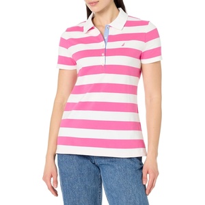 image:imageNautica Womens Short Sleeve Cotton Polo ShirtSangria SunsetBright White