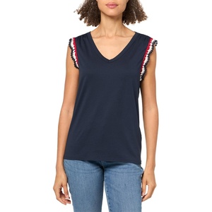 image:imageNautica Womens Solid Cotton VNeck Sleeveless TopNight Sky