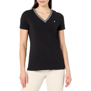 image:imageNautica Womens Solid VNeck Short Sleeve TShirt ShirtBlack