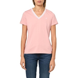 image:imageNautica Womens Solid VNeck Short Sleeve TShirt ShirtBridal Rose