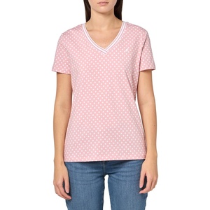 image:imageNautica Womens Solid VNeck Short Sleeve TShirt ShirtBridal Rose Bright White