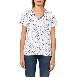 image:imageNautica Womens Solid VNeck Short Sleeve TShirt ShirtBright WhiteNight Sky