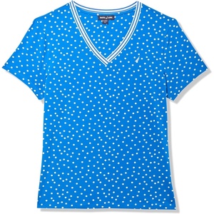 image:imageNautica Womens Solid VNeck Short Sleeve TShirt ShirtCeruleanWhite