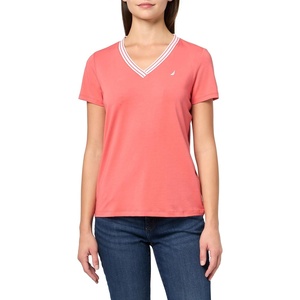 image:imageNautica Womens Solid VNeck Short Sleeve TShirt ShirtCoralie