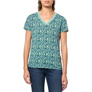image:imageNautica Womens Solid VNeck Short Sleeve TShirt ShirtFern Multi