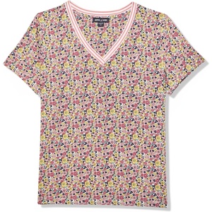 image:imageNautica Womens Solid VNeck Short Sleeve TShirt ShirtMango Multi