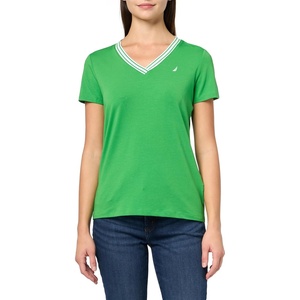 image:imageNautica Womens Solid VNeck Short Sleeve TShirt ShirtNew Leaf Green