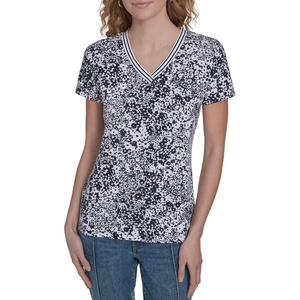 image:imageNautica Womens Solid VNeck Short Sleeve TShirt ShirtNew Night Sky Bright White