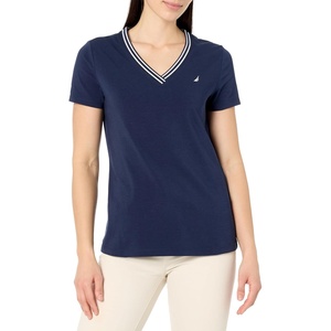 image:imageNautica Womens Solid VNeck Short Sleeve TShirt ShirtNight Sky