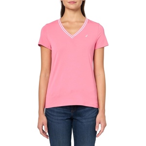 image:imageNautica Womens Solid VNeck Short Sleeve TShirt ShirtPeony