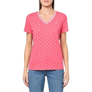 image:imageNautica Womens Solid VNeck Short Sleeve TShirt ShirtRougeBright White