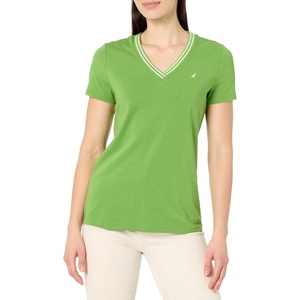 image:imageNautica Womens Solid VNeck Short Sleeve TShirt ShirtSalted Lime