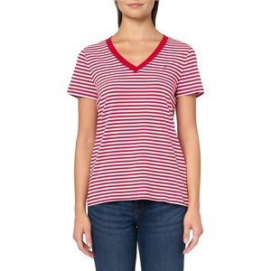 image:imageNautica Womens Solid VNeck Short Sleeve TShirt ShirtScarletBright White