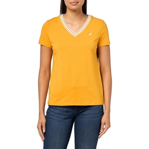 image:imageNautica Womens Solid VNeck Short Sleeve TShirt ShirtSunflower